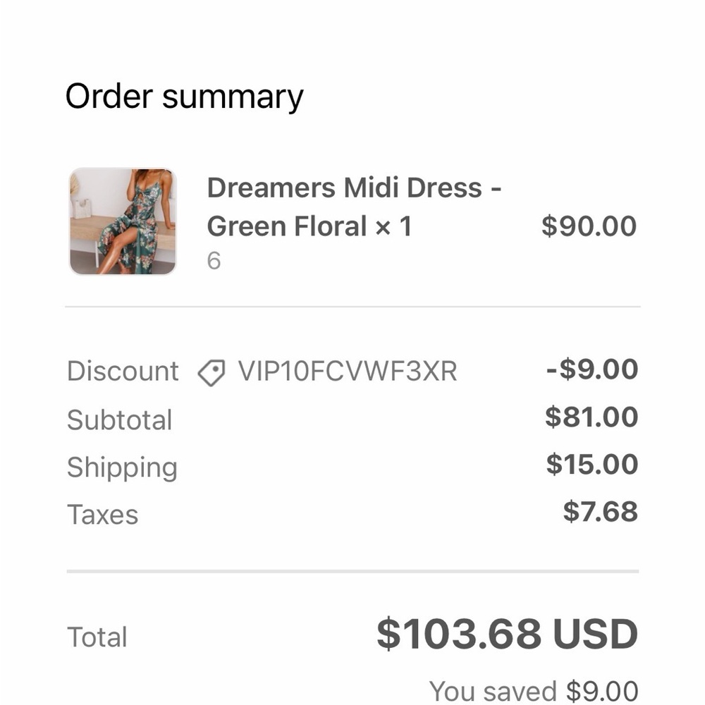Dreamers Midi Dress - Green Floral - Picture 4 of 4